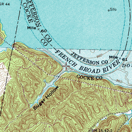 Topographic Map of Sugar Hollow, TN
