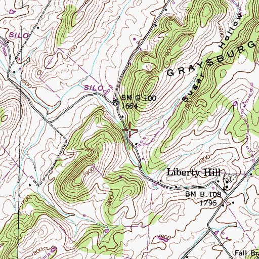 Topographic Map of Sugar Hollow, TN