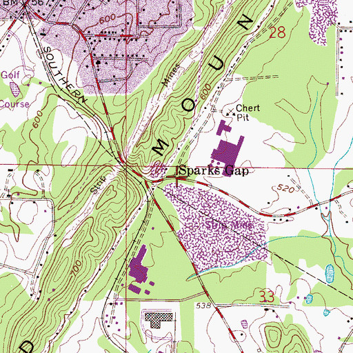 Topographic Map of Sparks Gap, AL