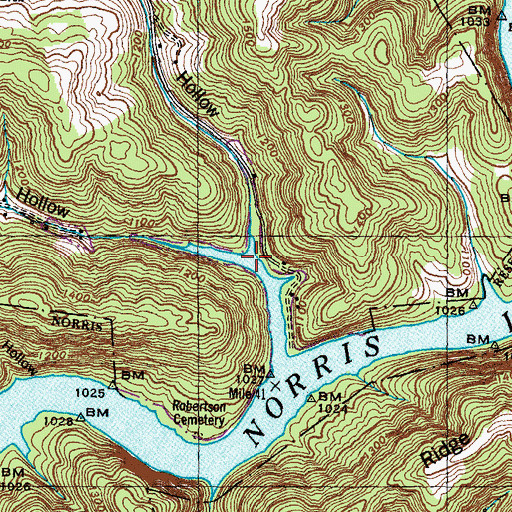 Topographic Map of Sugar Hollow, TN
