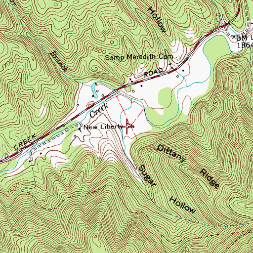 Topographic Map of Sugar Hollow, TN