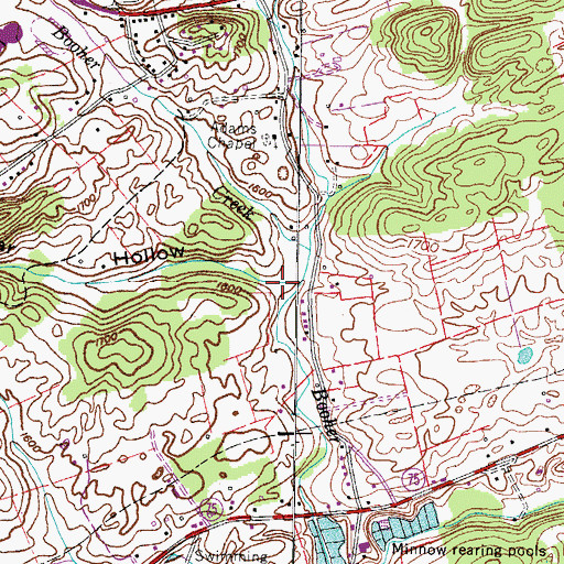 Topographic Map of Sugar Hollow, TN