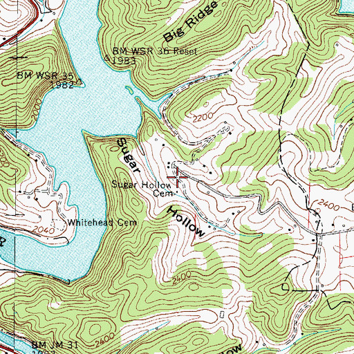Topographic Map of Sugar Hollow Cemetery, TN