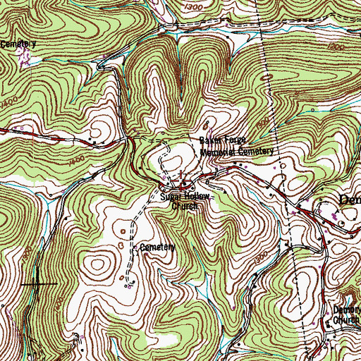 Topographic Map of Sugar Hollow Church, TN
