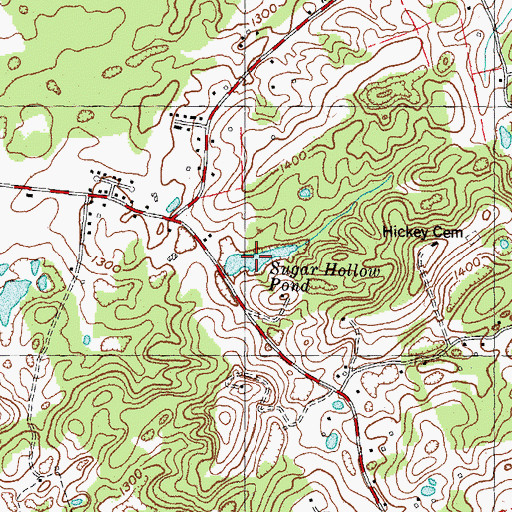 Topographic Map of Sugar Hollow Pond, TN