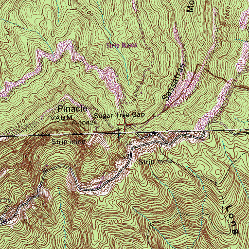 Topographic Map of Sugar Tree Gap, TN