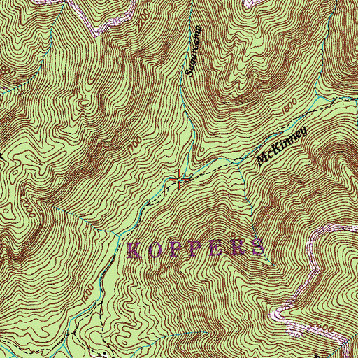 Topographic Map of Sugarcamp Branch, TN