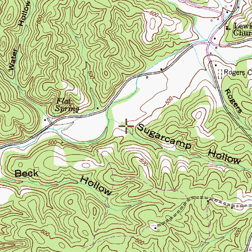 Topographic Map of Sugarcamp Hollow, TN