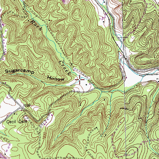 Topographic Map of Sugarcamp Hollow, TN