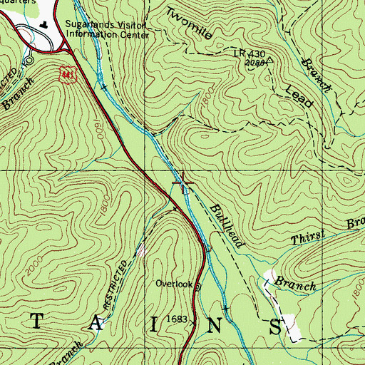 Topographic Map of Sugarland Branch, TN