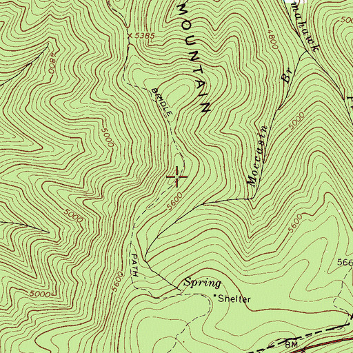 Topographic Map of Sugarland Mountain, TN