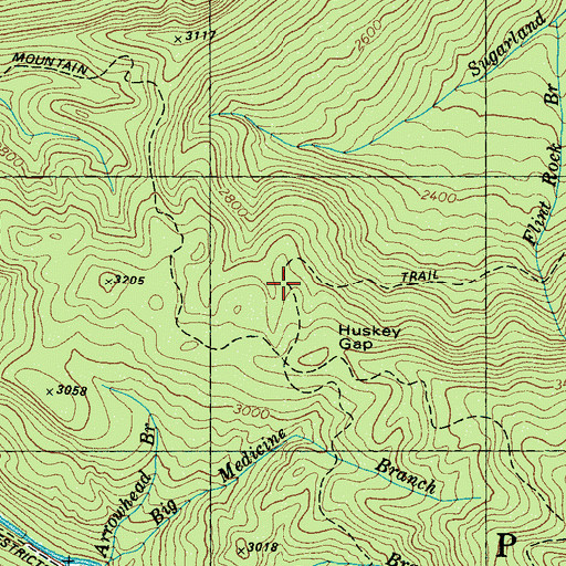 Topographic Map of Sugarland Mountain Trail, TN