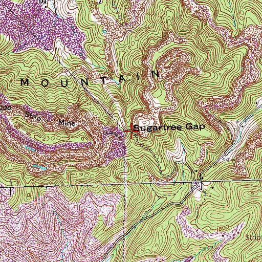 Topographic Map of Sugartree Gap, TN