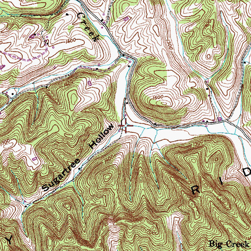 Topographic Map of Sugartree Hollow, TN
