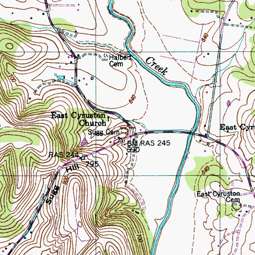 Topographic Map of Sugg Cemetery, TN