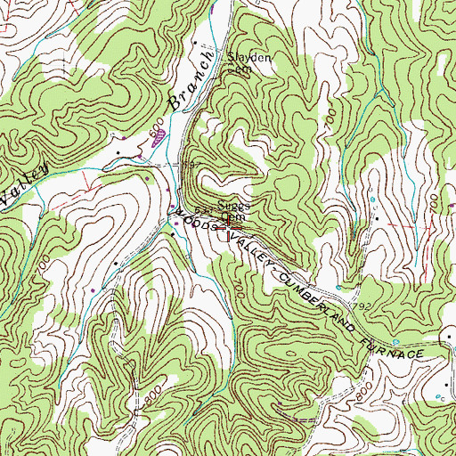 Topographic Map of Suggs Cemetery, TN