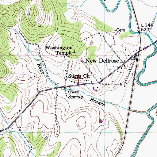 Topographic Map of Suggs Church, TN