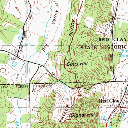 Topographic Map of Suits Hill, TN