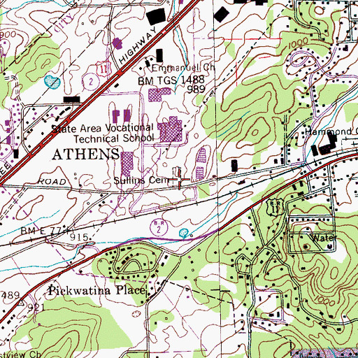 Topographic Map of Sullins Cemetery, TN