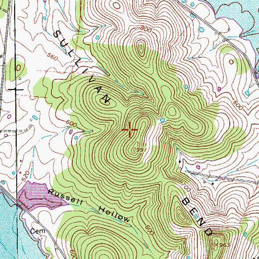 Topographic Map of Sullivan Bend, TN