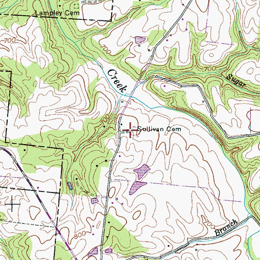 Topographic Map of Sullivan Cemetery, TN