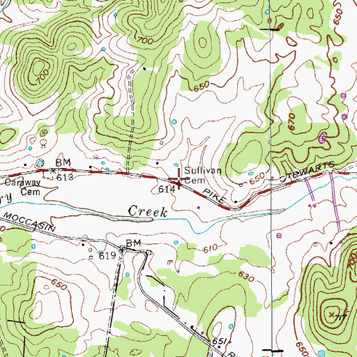 Topographic Map of Spickard - Sullivan Cemetery, TN