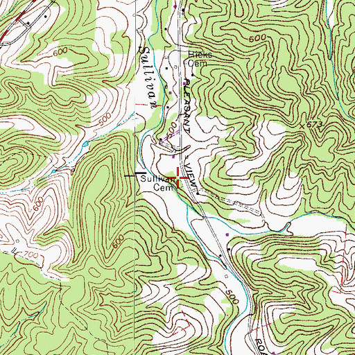 Topographic Map of Sullivan Cemetery, TN
