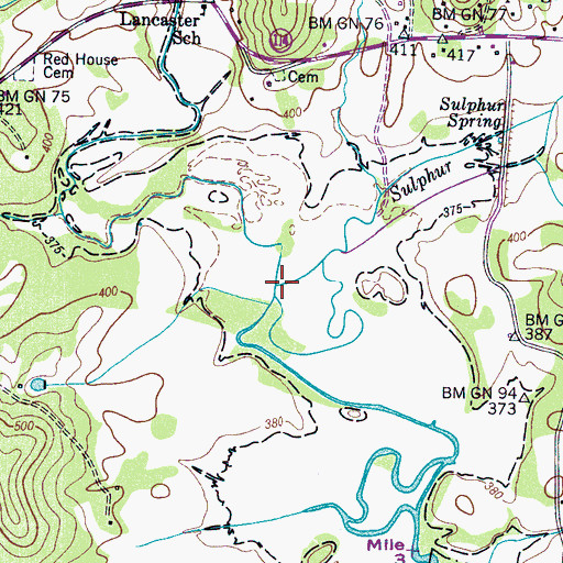 Topographic Map of Sulphur Branch, TN