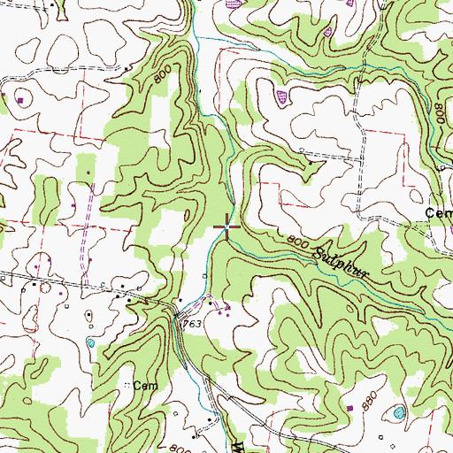 Topographic Map of Sulphur Branch, TN