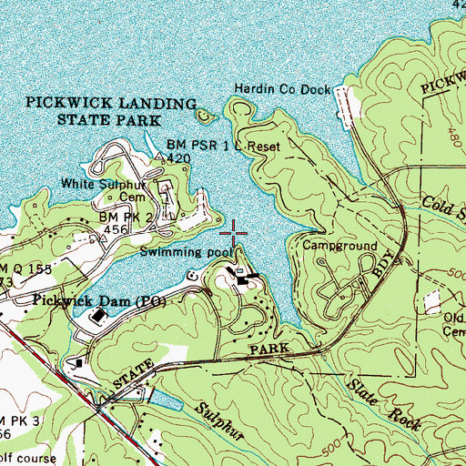 Topographic Map of Sulphur Creek, TN