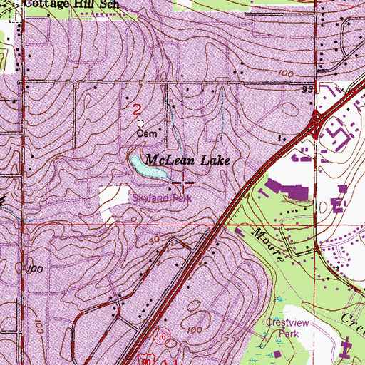 Topographic Map of Spencer Branch, AL