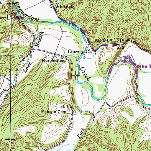 Topographic Map of Sulphur Fork, TN