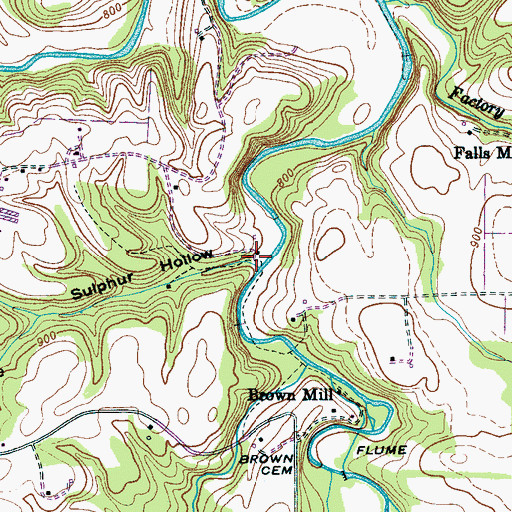 Topographic Map of Sulphur Hollow, TN