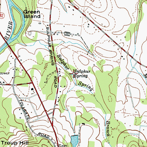 Topographic Map of Sulphur Spring, TN