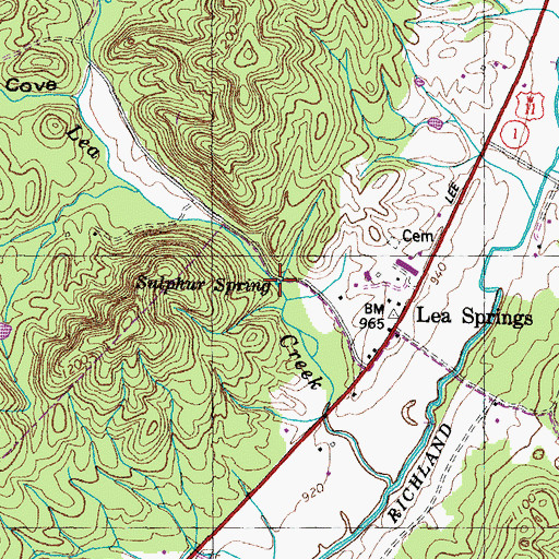 Topographic Map of Sulphur Spring, TN