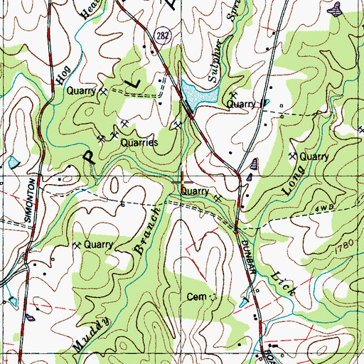 Topographic Map of Sulphur Spring Branch, TN