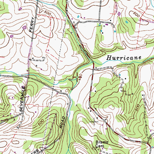 Topographic Map of Sulphur Spring Branch, TN