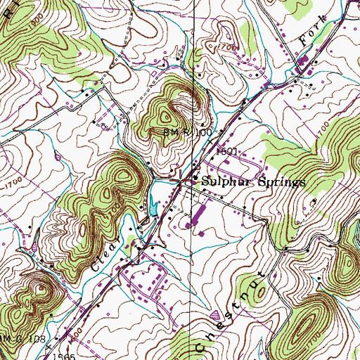 Topographic Map of Sulphur Springs, TN