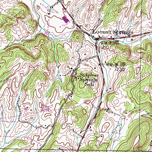 Topographic Map of Sulphur Springs School, TN
