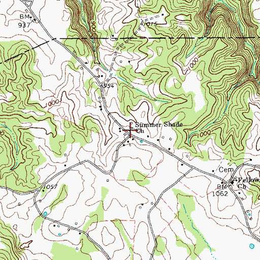 Topographic Map of Summer Shade Church, TN