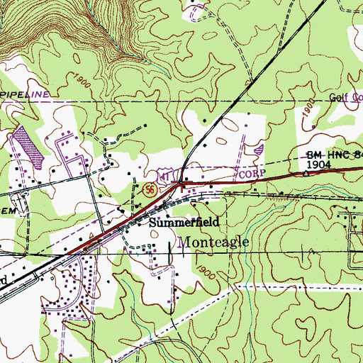 Topographic Map of Summerfield, TN
