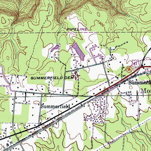 Topographic Map of Summerfield Cemetery, TN