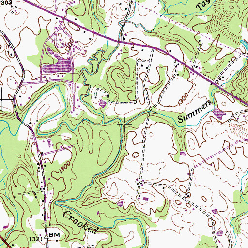 Topographic Map of Summers Branch, TN