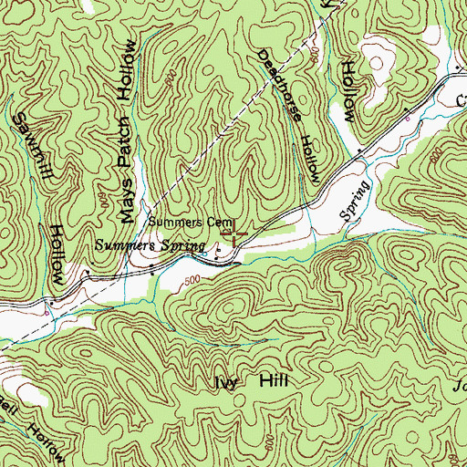 Topographic Map of Summers Cemetery, TN