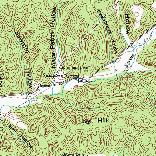 Topographic Map of Summers Spring, TN
