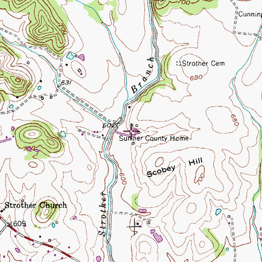 Topographic Map of Sumner County Home, TN