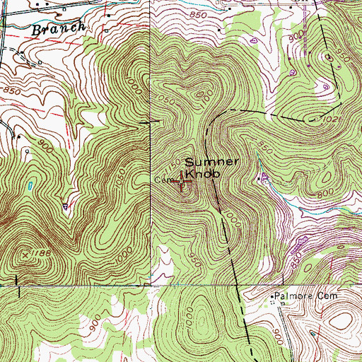 Topographic Map of Sumner Knob, TN