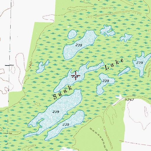 Topographic Map of Sunk Lake, TN