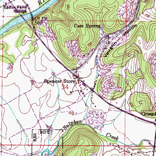 Topographic Map of Spencer Store, AL