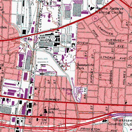 Topographic Map of Sunnyside Park, TN